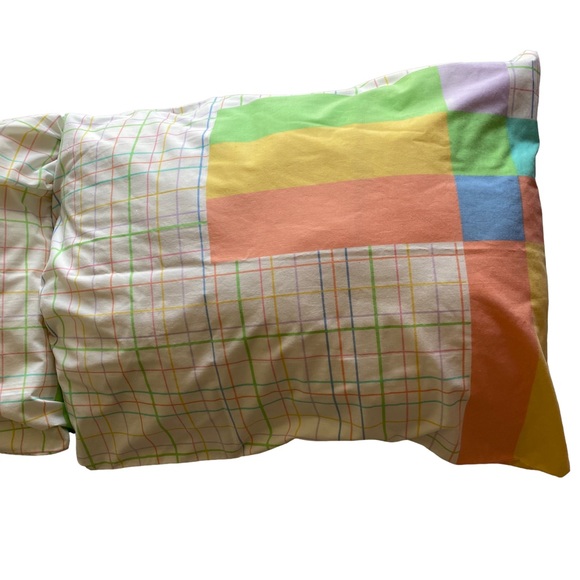 Vintage 90s Pastel Grid Geometric Lines Sheet Set - Picture 5 of 11